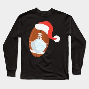 American Football Santa Hat Mask Christmas Gifts Long Sleeve T-Shirt